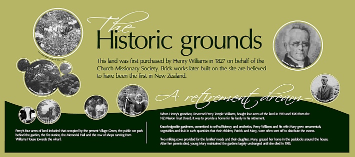 Williams House Paihia - historic grounds interpretative sign