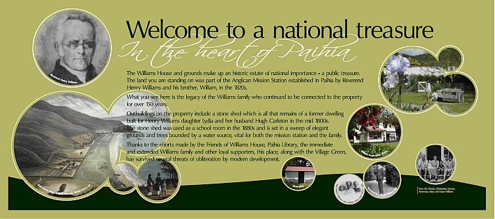 Williams House Paihia - national treasure interpretative sign