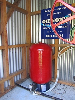 Williams House Paihia - view of the new water pump pressure vessel