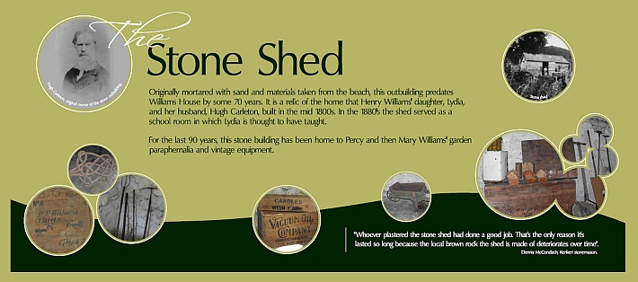 Williams House Paihia - historic stone shed interpretative sign